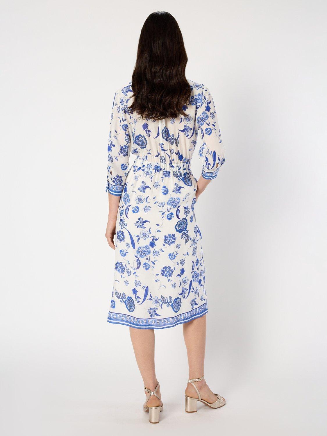 Product image 3 of 6, which shows Gerard Darel Polette Dress, Ecru/Blue, 8