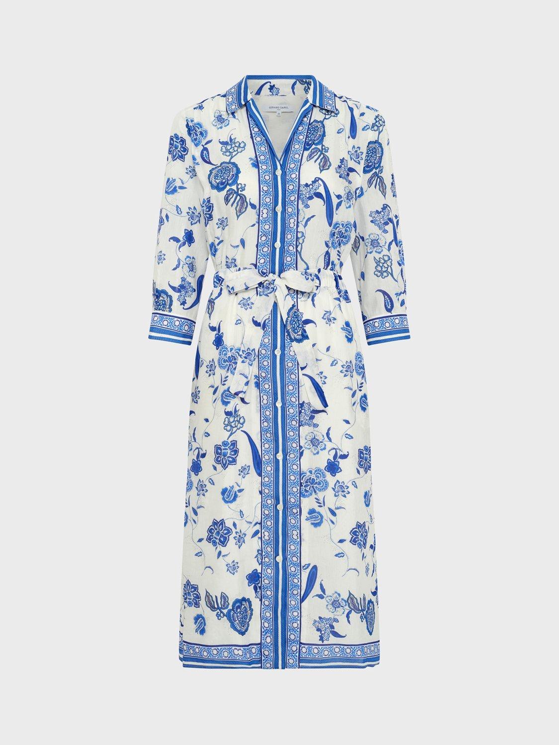 Product image 4 of 6, which shows Gerard Darel Polette Dress, Ecru/Blue, 8