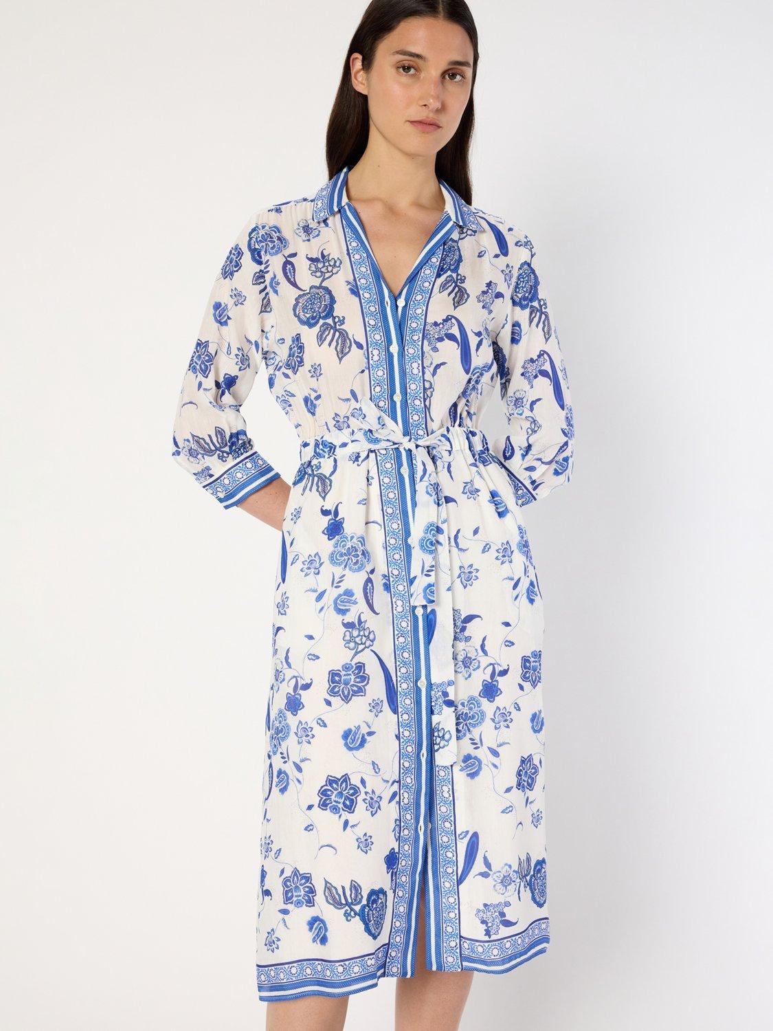 Product image 5 of 6, which shows Gerard Darel Polette Dress, Ecru/Blue, 8