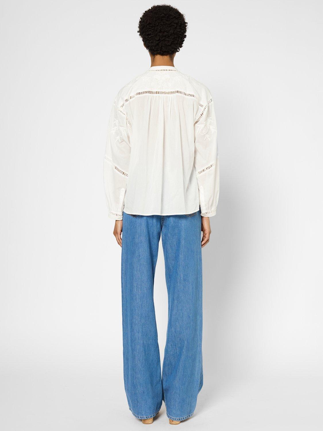 Product image 3 of 6, which shows Gerard Darel Ucille Embroidered Ladder Stitch Shirt, White, 10