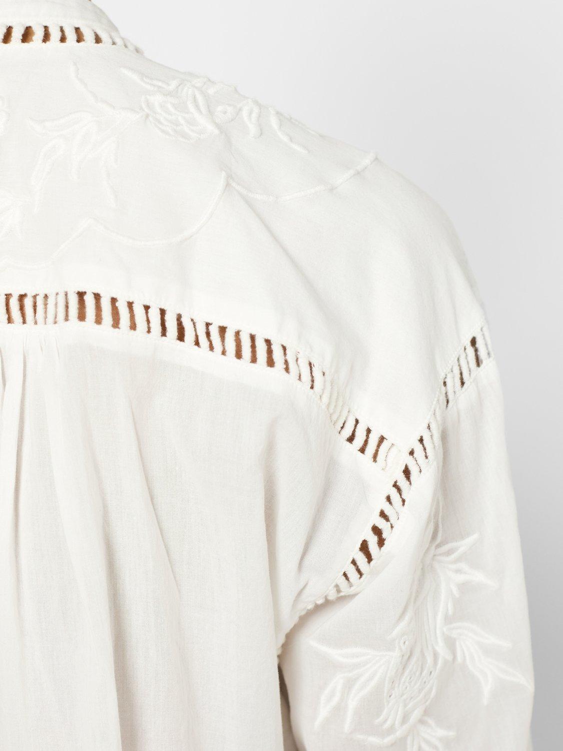 Product image 6 of 6, which shows Gerard Darel Ucille Embroidered Ladder Stitch Shirt, White, 10