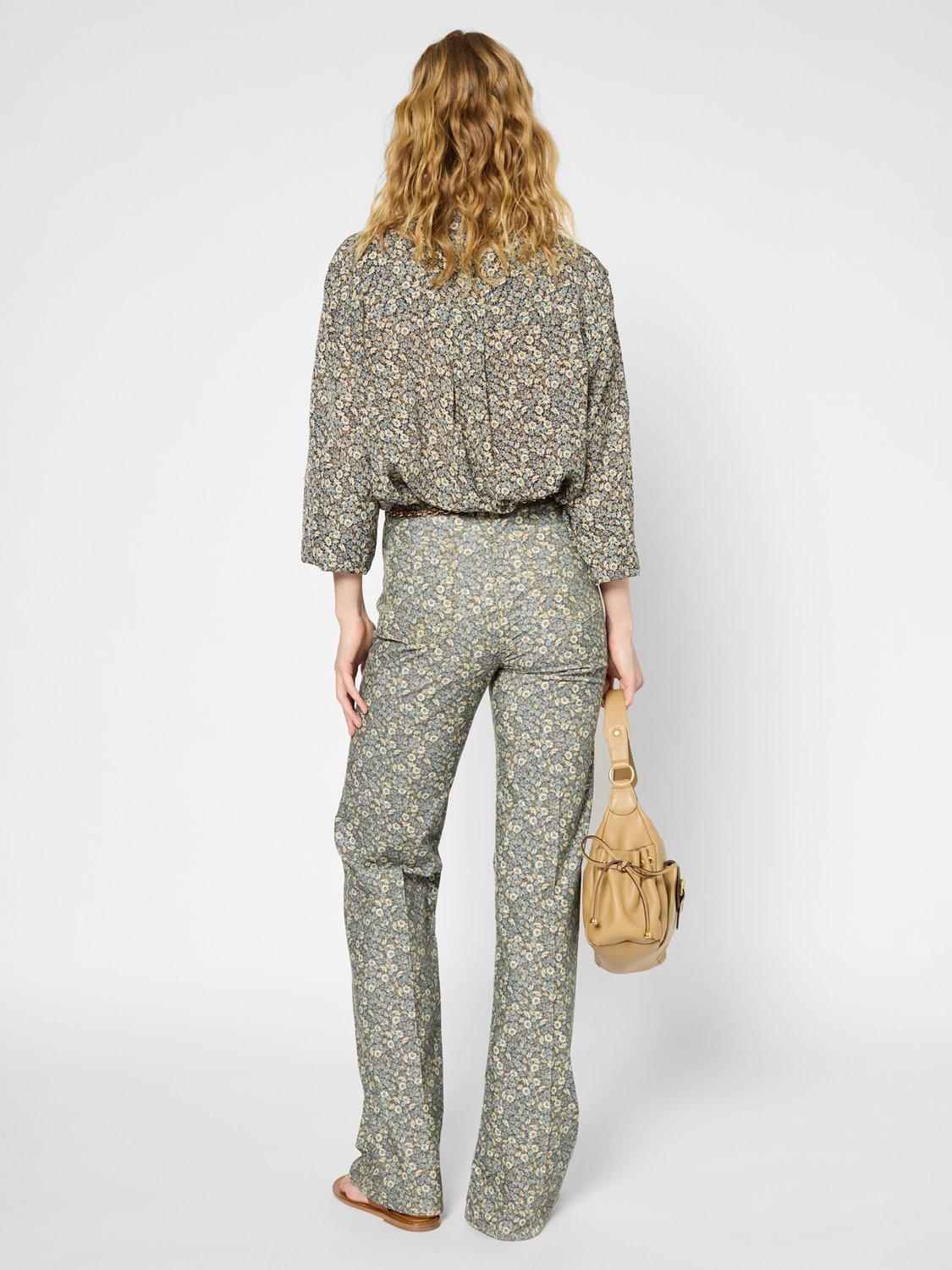 Product image 3 of 6, which shows Gerard Darel Uleni Tie Neck Floral Top, Blue, 10