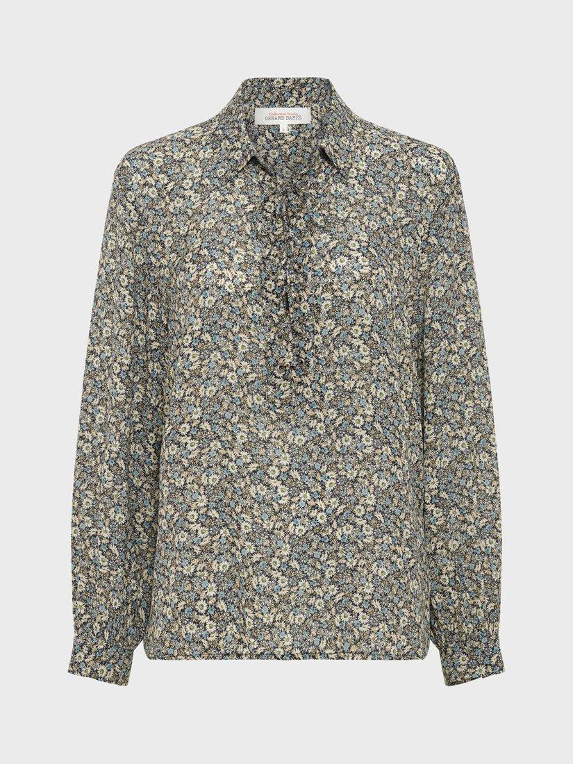 Product image 4 of 6, which shows Gerard Darel Uleni Tie Neck Floral Top, Blue, 10