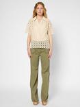 Gerard Darel Ursel Cotton Crochet Polo Top, Natural
