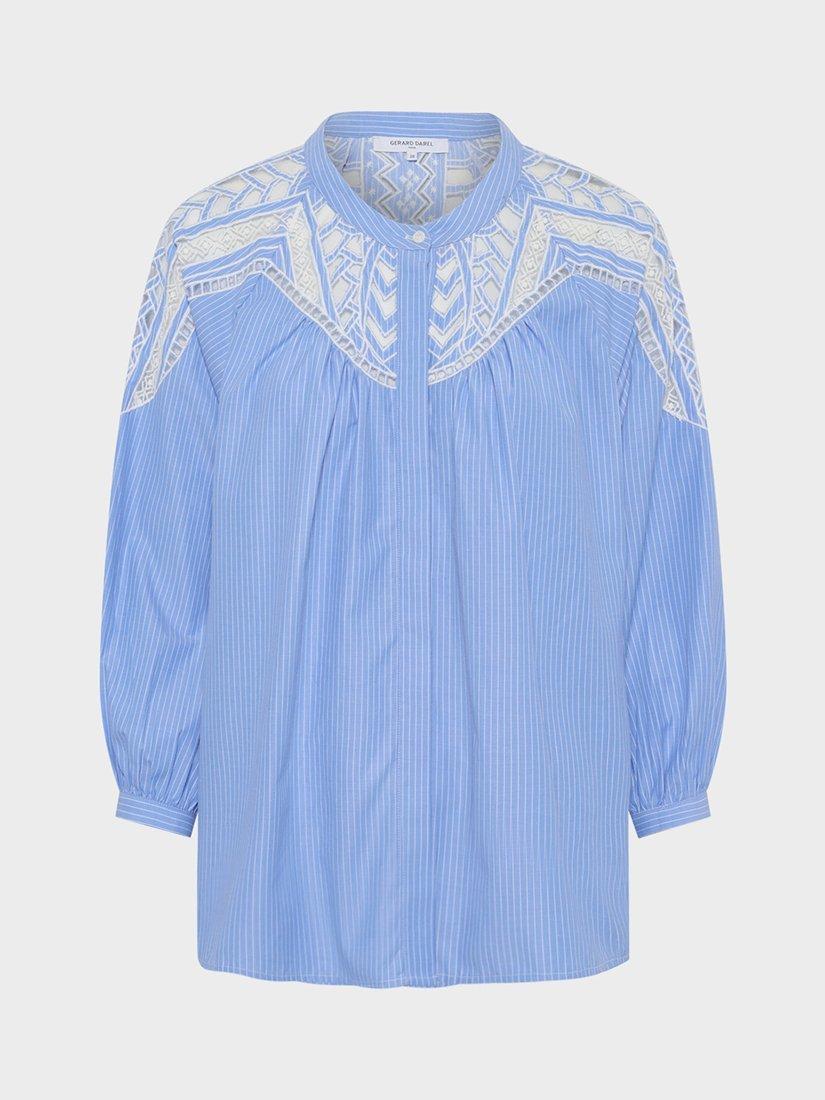 Product image 1 of 4, which shows Gerard Darel Uvea Stripe Embroidered Shirt, Blue, 14