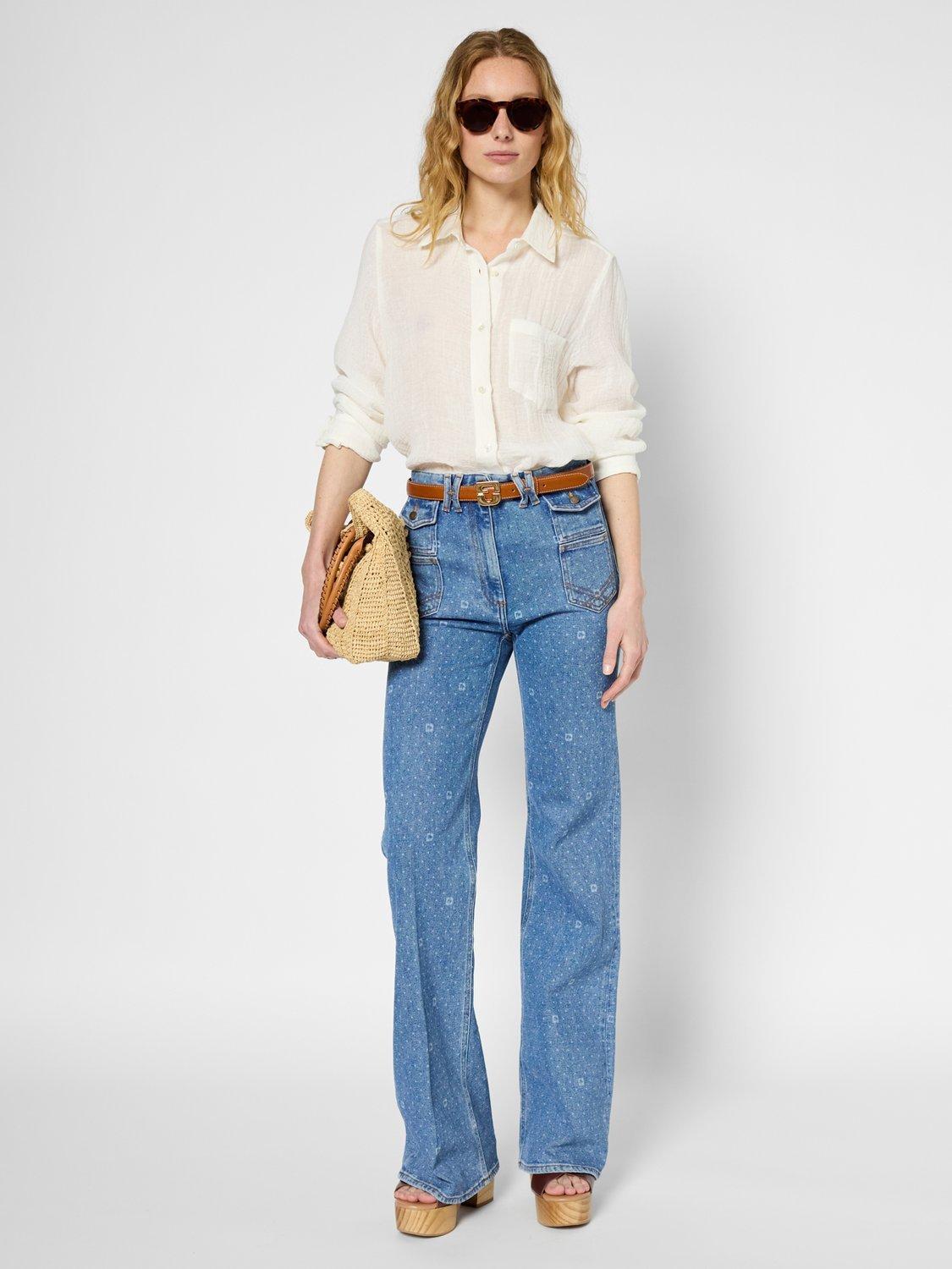 Product image 1 of 5, which shows Gerard Darel Uxana Linen Rich Shirt, Ecru, 10