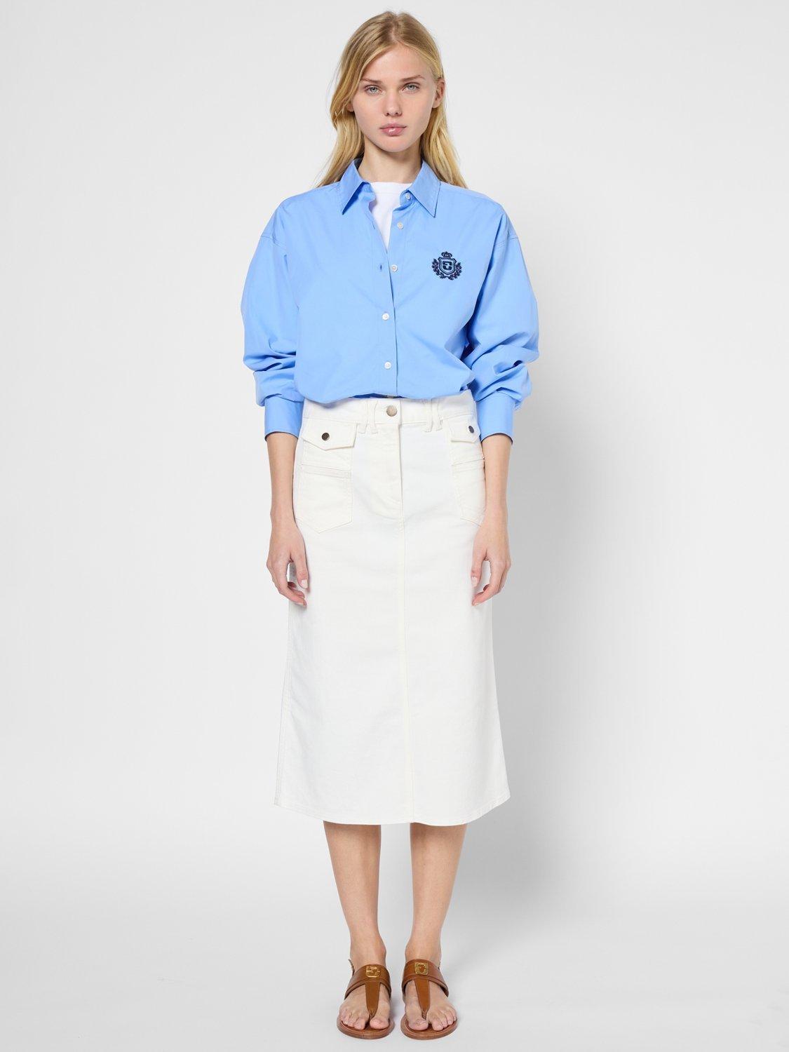 Product image 2 of 5, which shows Gerard Darel Emma Denim Skirt, Ecru, 10