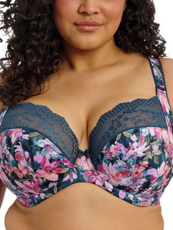Elomi Lucie Stretch Plunge Bra, Teal Floral, Teal Floral