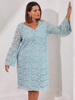 Live Unlimited Curve Flutter Sleeve Lace Dress, Light Blue