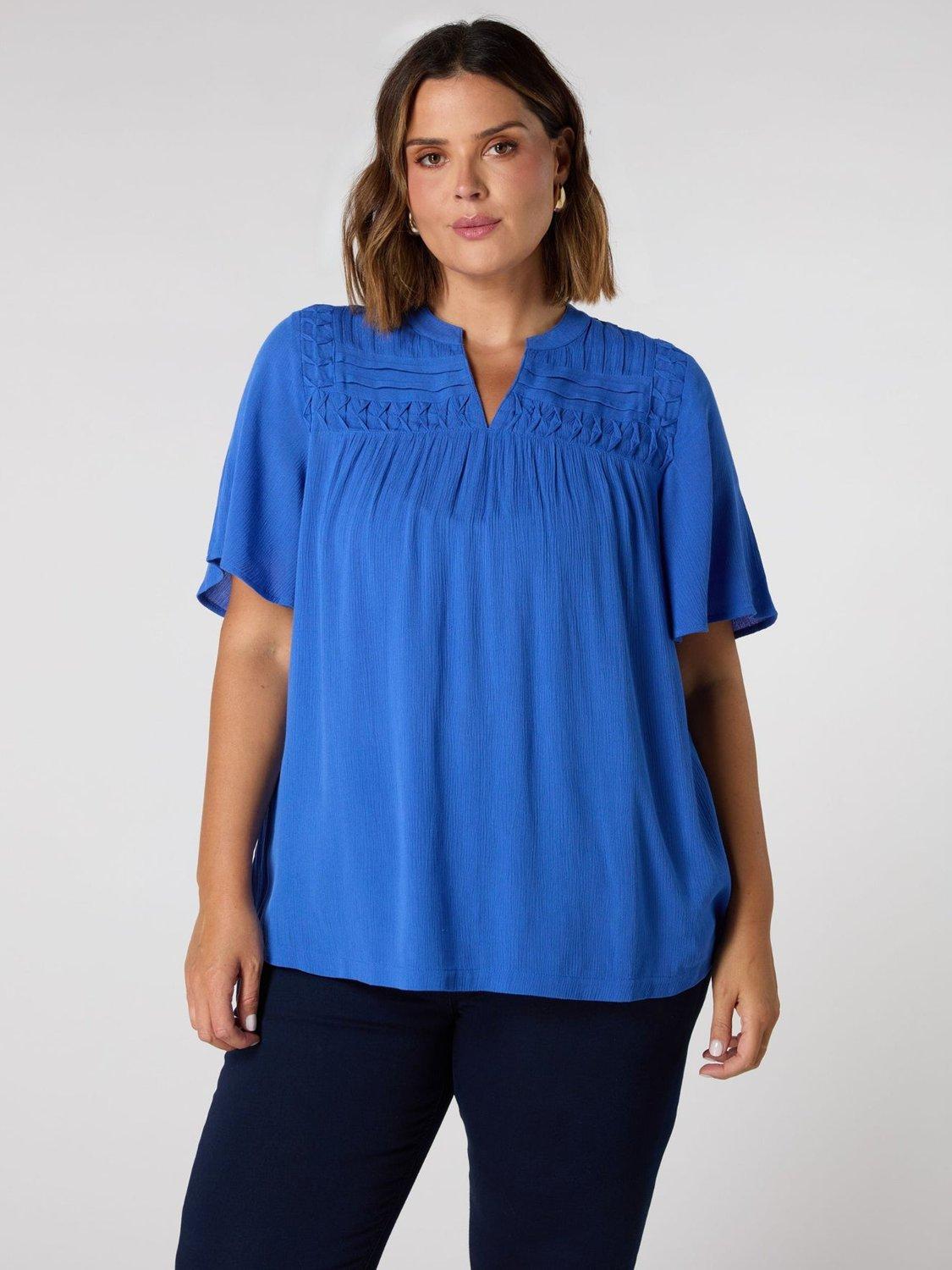 Live Unlimited Curve Crinkle Smock Top, Blue
