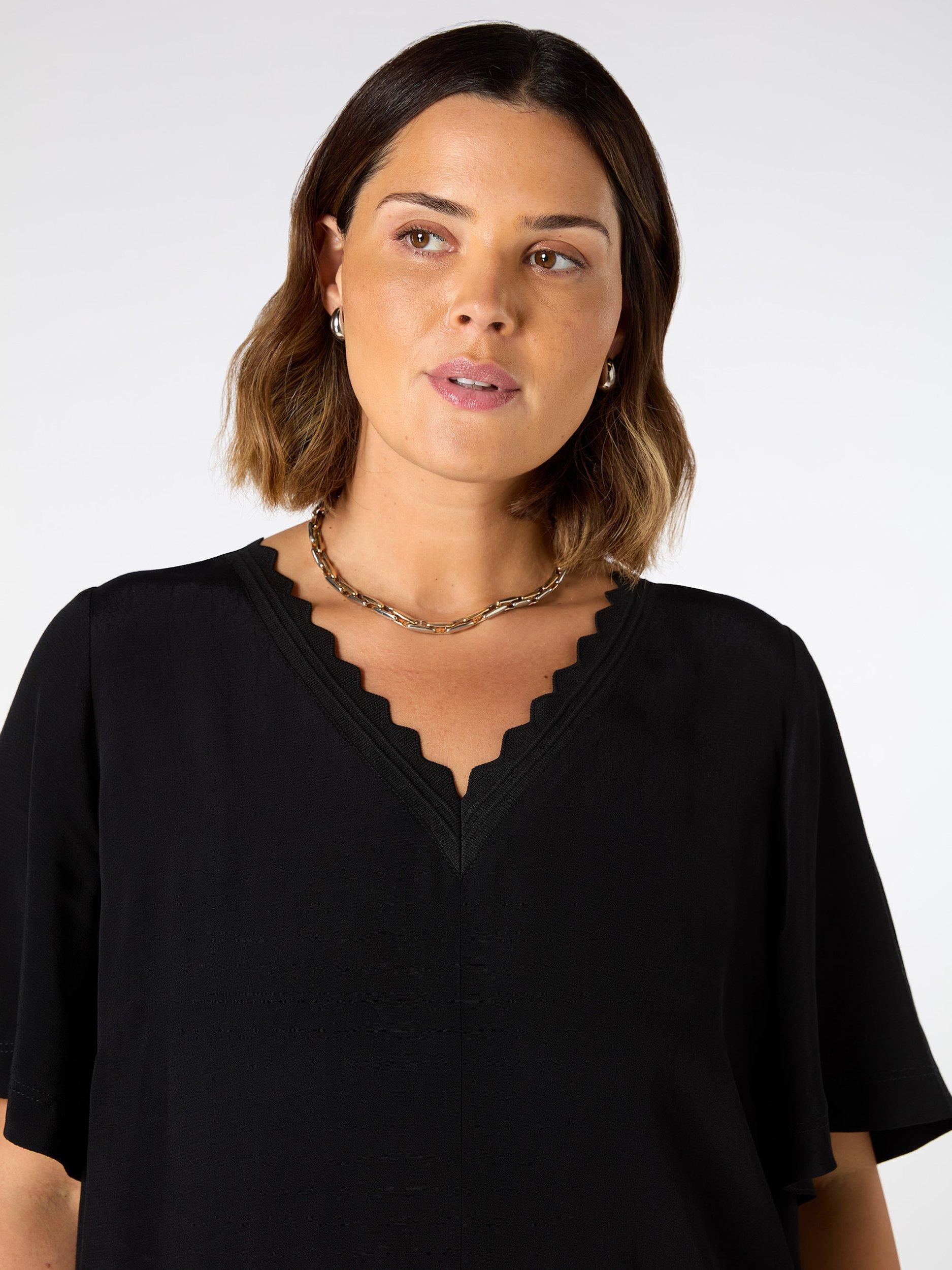 Product image 4 of 5, which shows Live Unlimited Curve Scallop Rib T-Shirt Dress, Black, 12