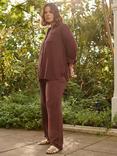 Live Unlimited Curve Drawstring Crinkle Trousers, Brown