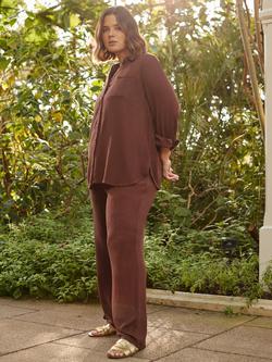 Live Unlimited Curve Drawstring Crinkle Trousers, Brown