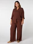 Live Unlimited Curve Drawstring Crinkle Trousers, Brown