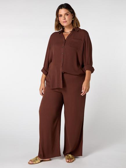 Live Unlimited Curve Drawstring Crinkle Trousers - view 2, Brown