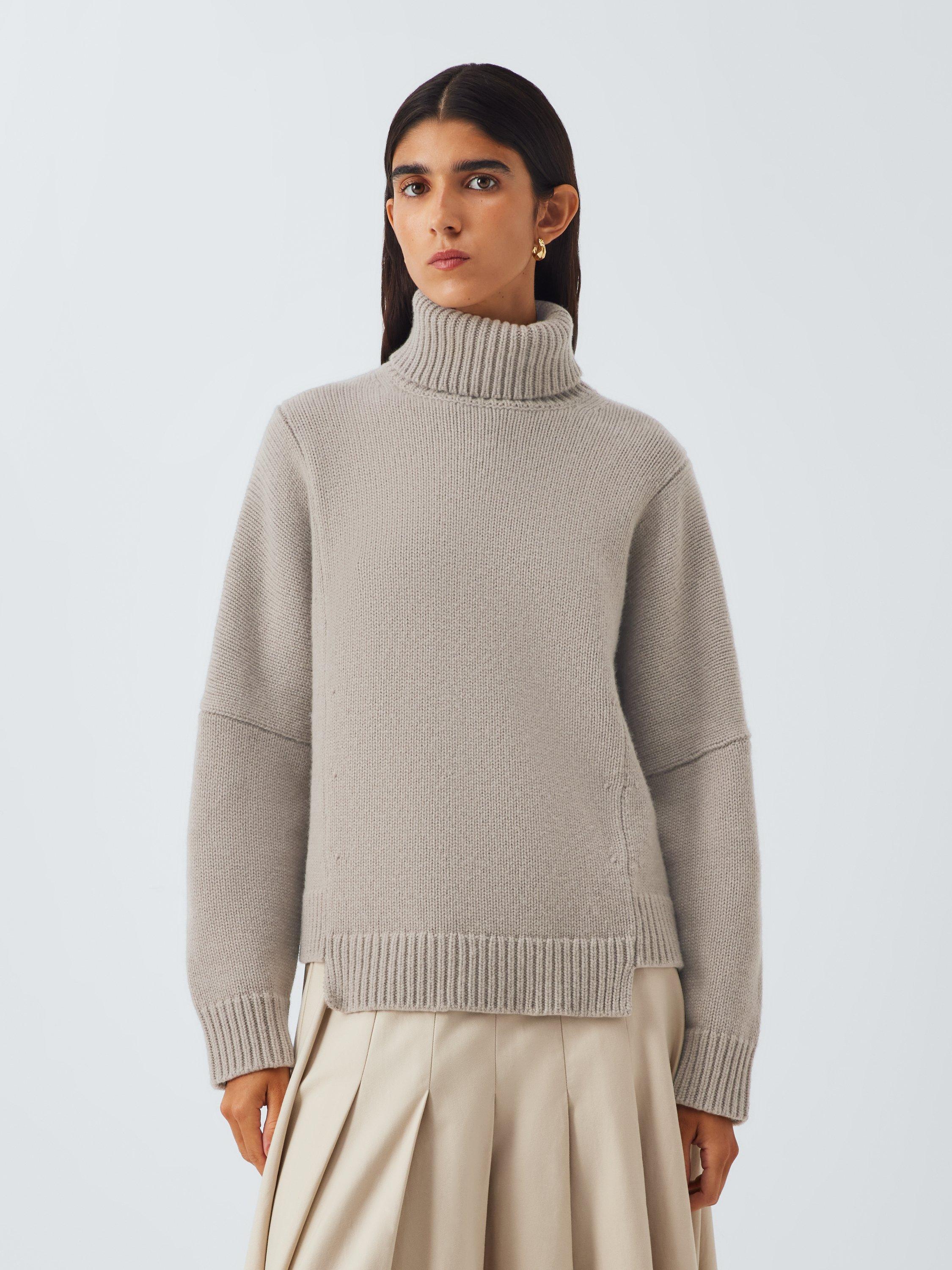 Product image 1 of 6, which shows John Lewis Cashmere Blend Roll Neck Jumper, Natural, S