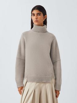 John Lewis Wool Rich Roll Neck Jumper, Natural, Natural