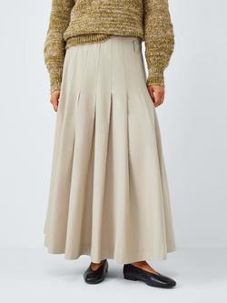 John Lewis Pleat Cotton Blend Maxi Skirt, Natural