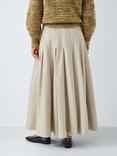 John Lewis Pleat Cotton Blend Maxi Skirt, Natural