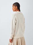John Lewis Cotton Wool Blend Collared Sweater, Ecru