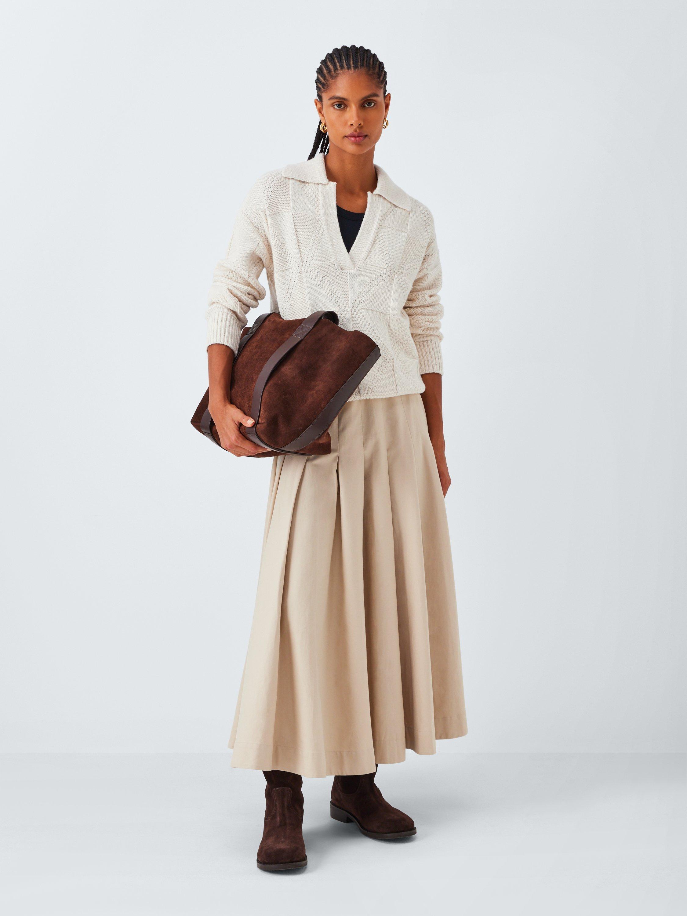 Product image 3 of 6, which shows John Lewis Cotton Wool Blend Collared Sweater, Ecru, XS