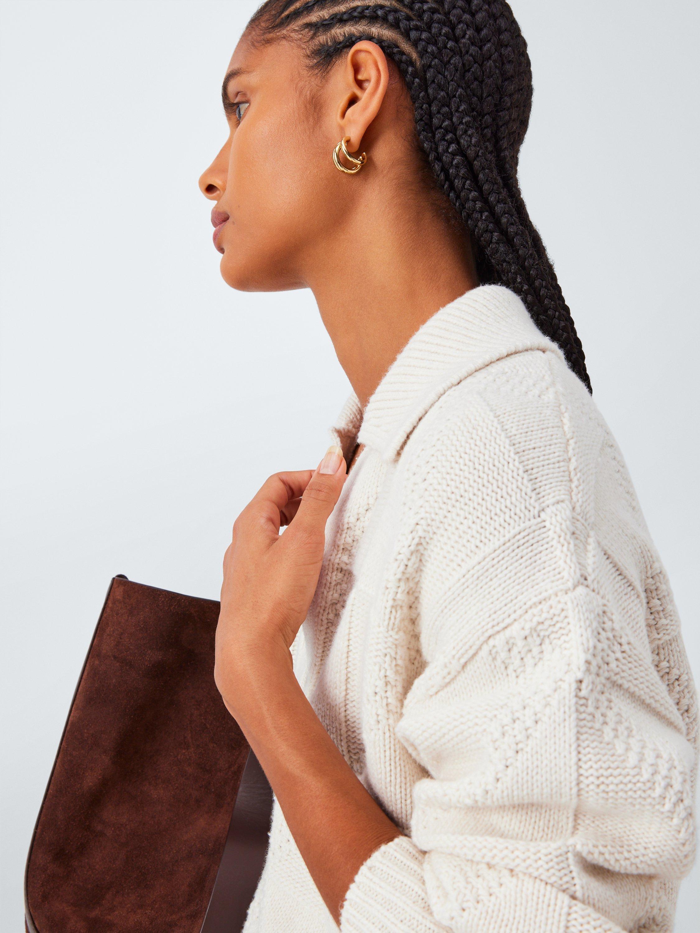 Product image 6 of 6, which shows John Lewis Cotton Wool Blend Collared Sweater, Ecru, XS