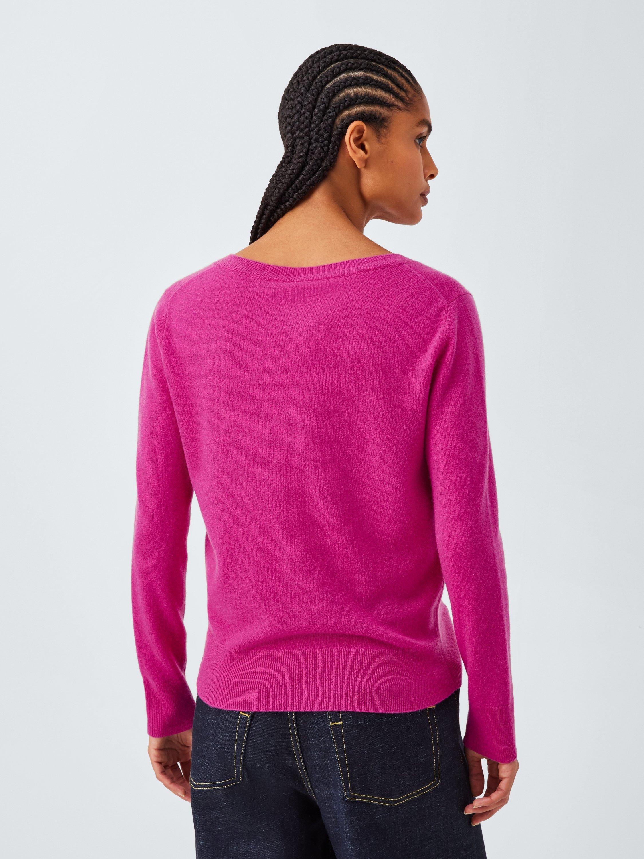 Product image 2 of 7, which shows John Lewis Cashmere V-Neck Jumper, Pink, 8