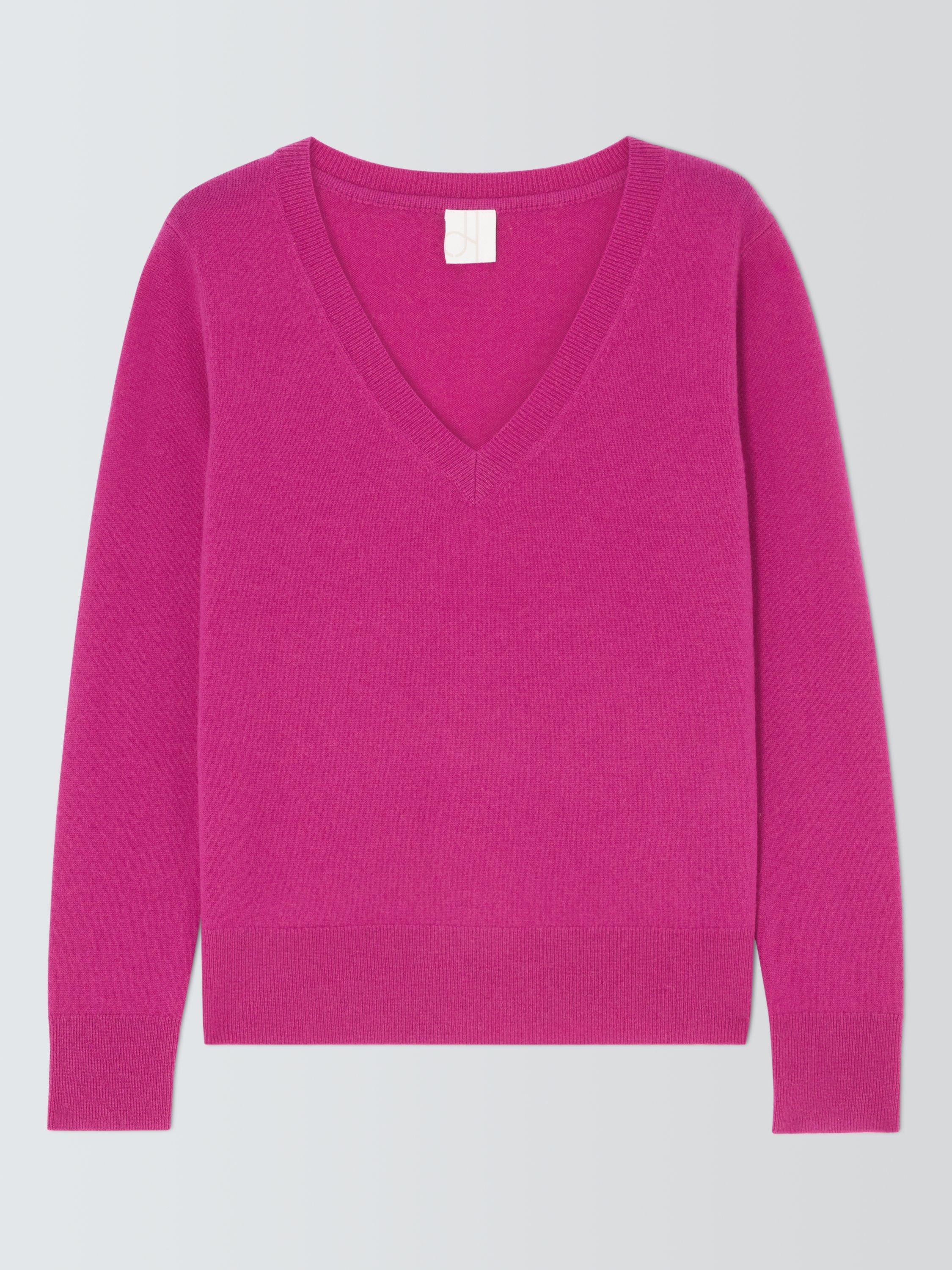Product image 5 of 7, which shows John Lewis Cashmere V-Neck Jumper, Pink, 8