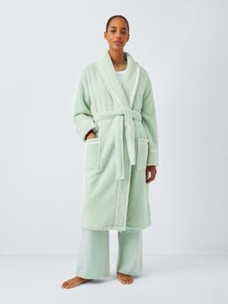 John Lewis Ric Rac Trim Towelling Dressing Gown, Aqua Foam, Aqua Foam