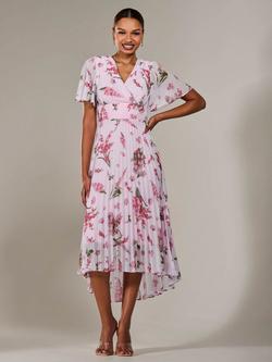 Jolie Moi Floral Pleated Dress, Pink, Pink