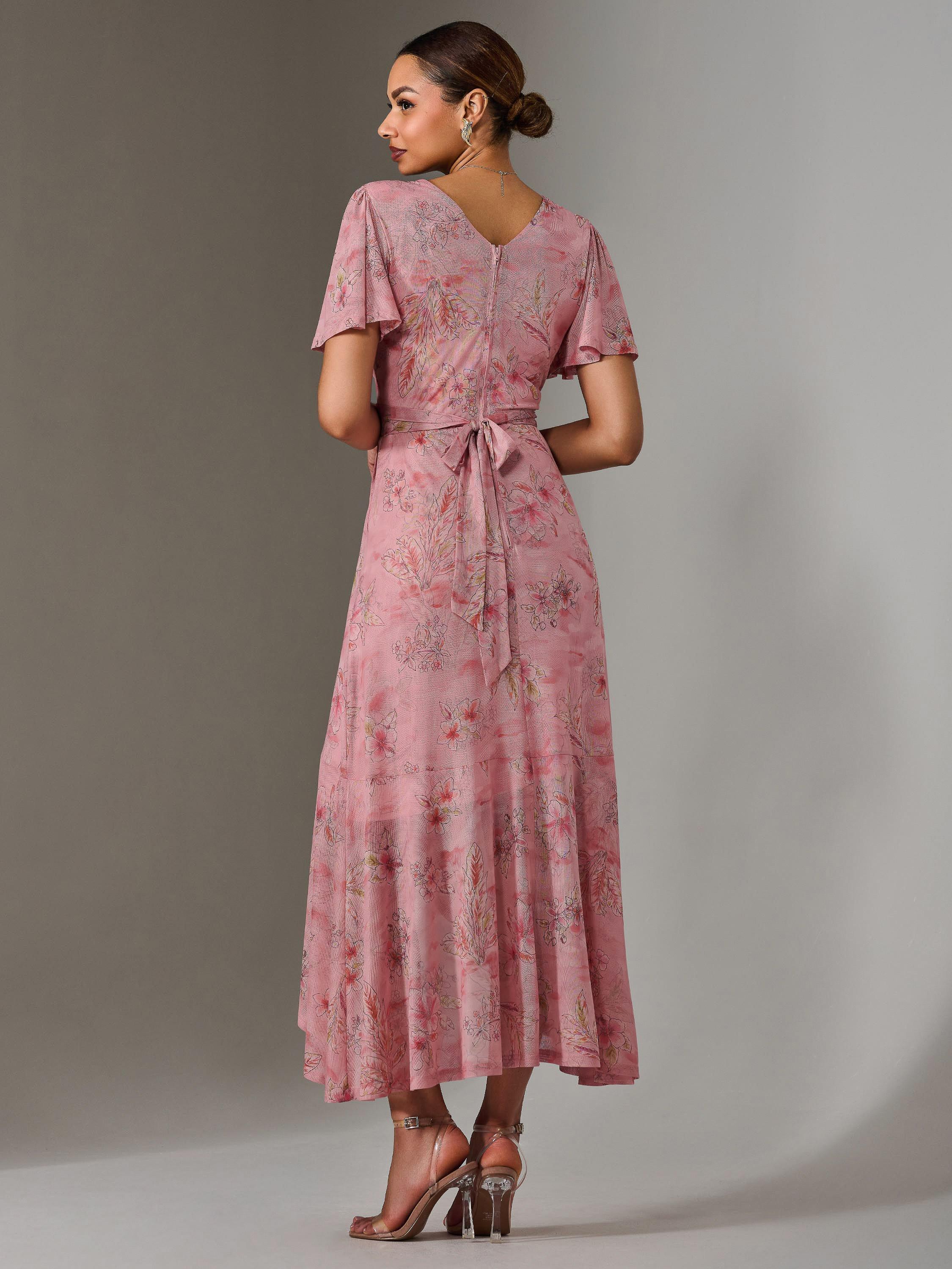 Product image 2 of 7, which shows Jolie Moi Floral Wrap Midaxi Dress, Pink, 8