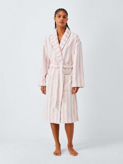 John Lewis Stripe Towelling Dressing Gown, Pink/Ivory, Pink/Ivory