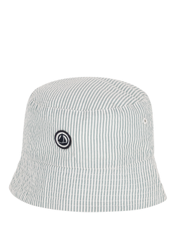 Petit Bateau Kids' Cotton Stripe Sun Hat, Marshmallow/Brut, Marshmallow/Brut