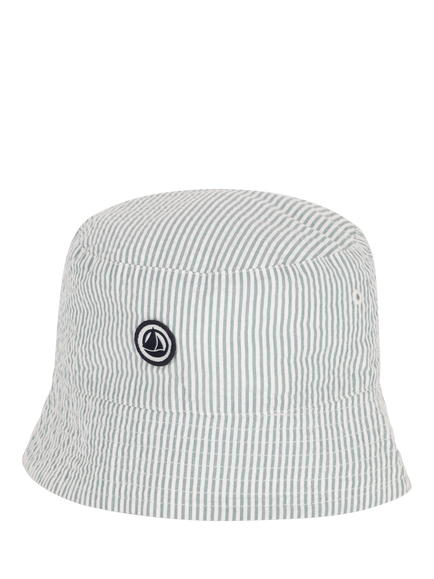 Petit Bateau Kids' Cotton Stripe Sun Hat, Marshmallow/Brut, Marshmallow/Brut