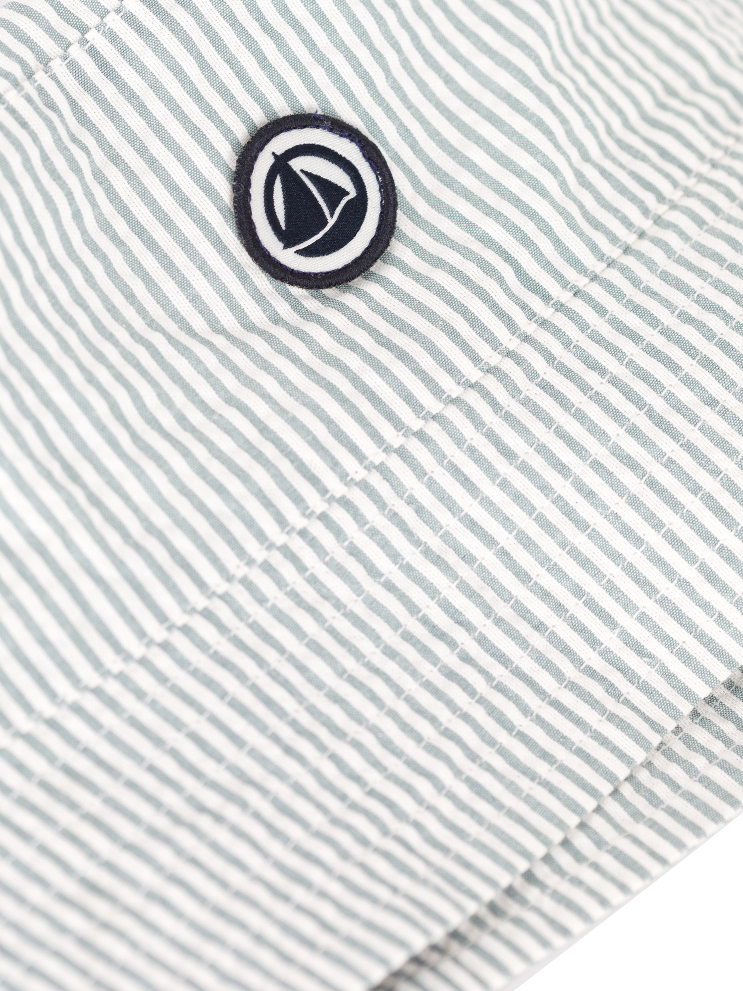 Product image 2 of 2, which shows Petit Bateau Kids' Cotton Stripe Sun Hat, Marshmallow/Brut, 10-12 years