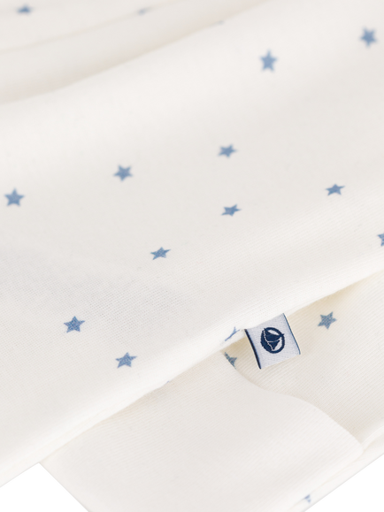 Petit Bateau Baby Stars Zip-Up Sleepsuit, Marshmallow/Alaska - view 2, Marshmallow/Alaska