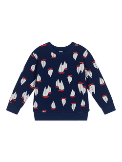 Petit Bateau Kids' Boat Print Sweatshirt, Medieval/Multico, Medieval/Multico
