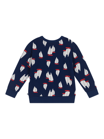 Petit Bateau Kids' Boat Print Sweatshirt, Medieval/Multico - view 2, Medieval/Multico