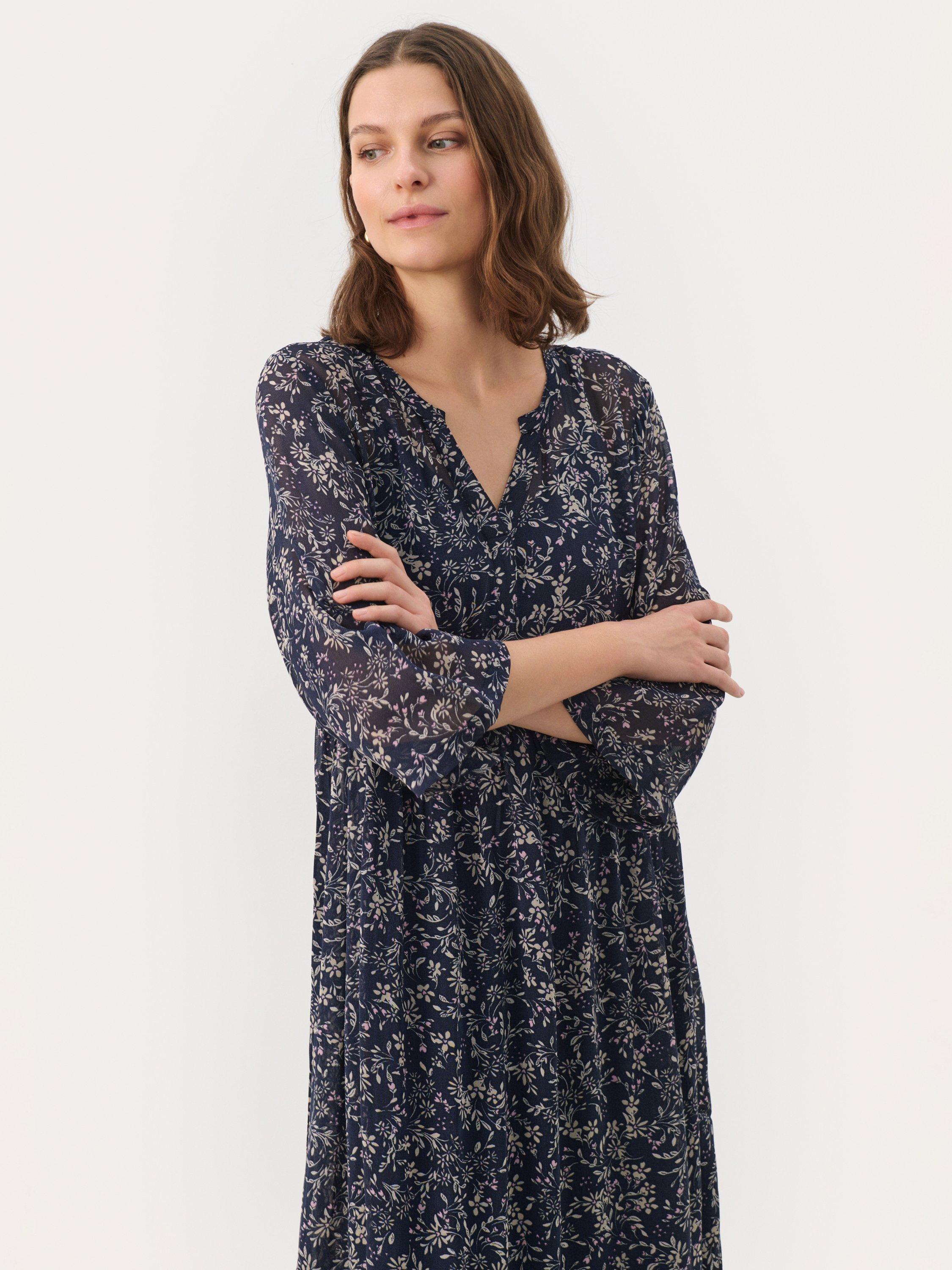 Product image 3 of 6, which shows Part Two Polonia Floral Dress, Dark Navy Scattered, 8