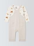John Lewis Baby Highland Dungarees and Long Sleeve Bodysuit Set, Grey