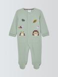 John Lewis Baby Hedgehog Applique Sleepsuit, Green Multi