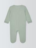 John Lewis Baby Hedgehog Applique Sleepsuit, Green Multi