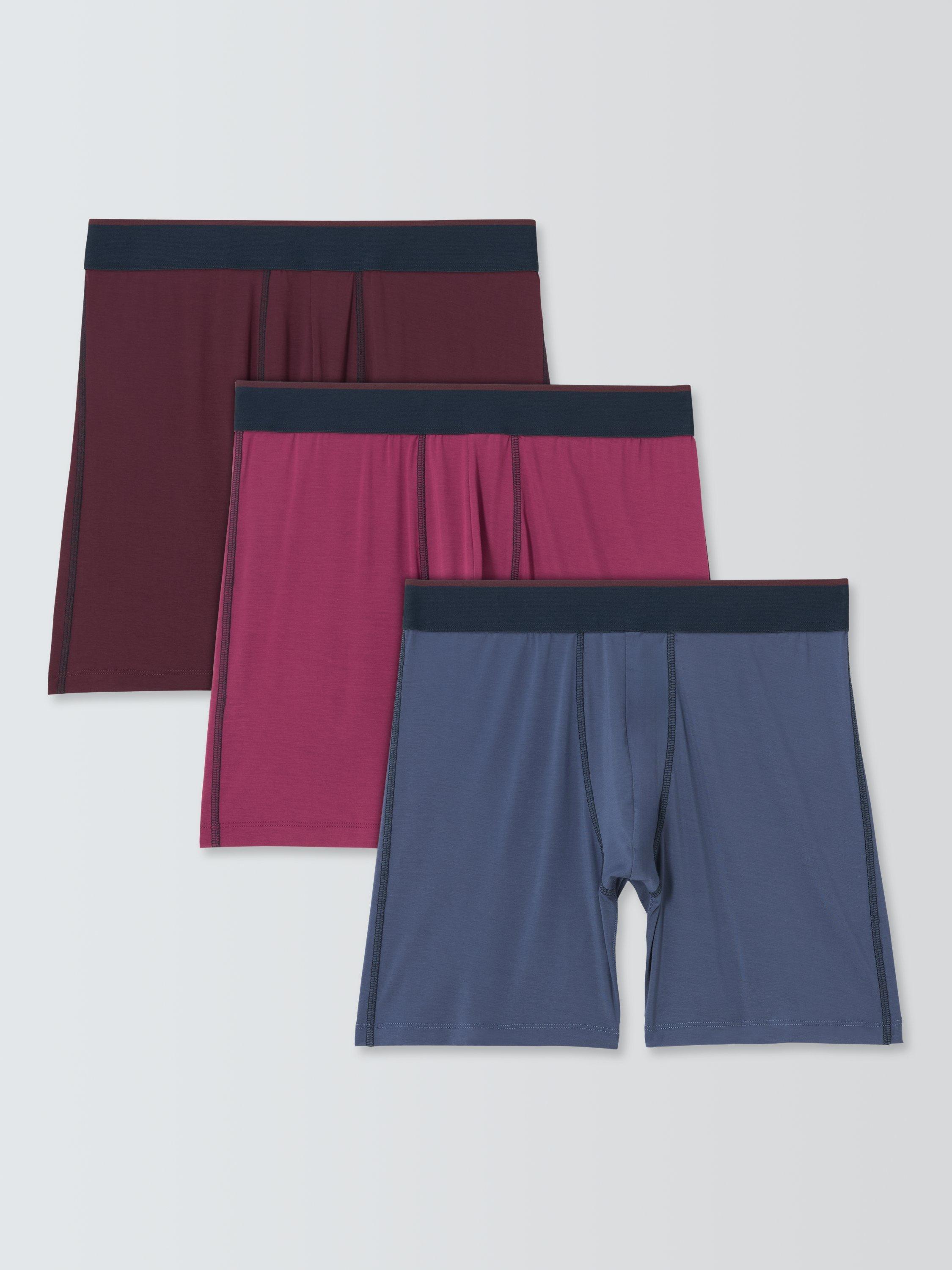 Product image 1 of 4, which shows John Lewis Bamboo Trunks, Pack of 3, Red Berry, S