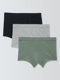 John Lewis Organic Cotton Trunks, Pack of 3, Green Olive, Green Olive