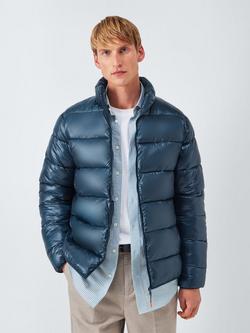John Lewis Zip Front Puffer Jacket, Sky Captain