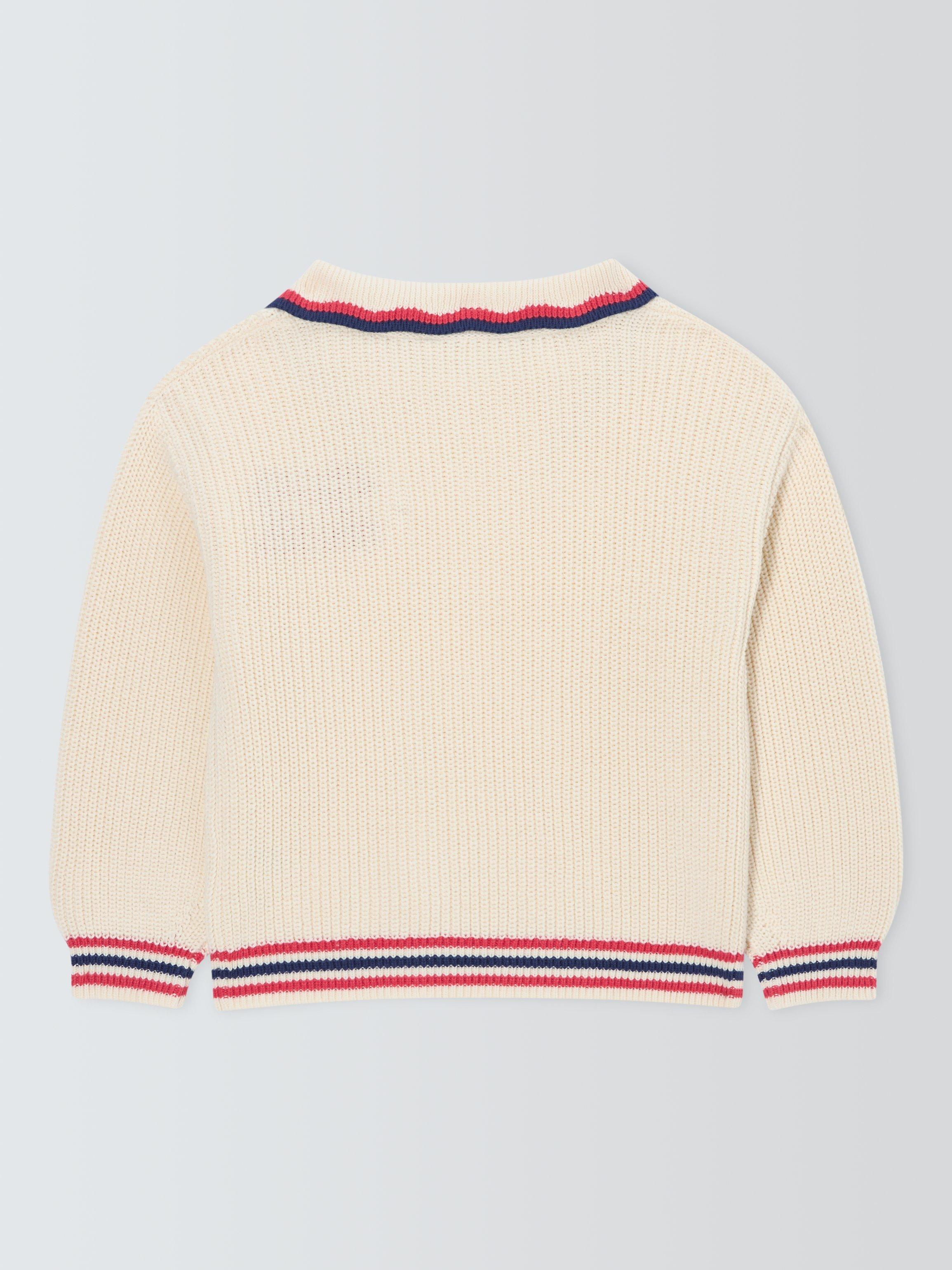 Product image 6 of 6, which shows John Lewis Kids' Varsity Knit Jumper, Cream, 3 years