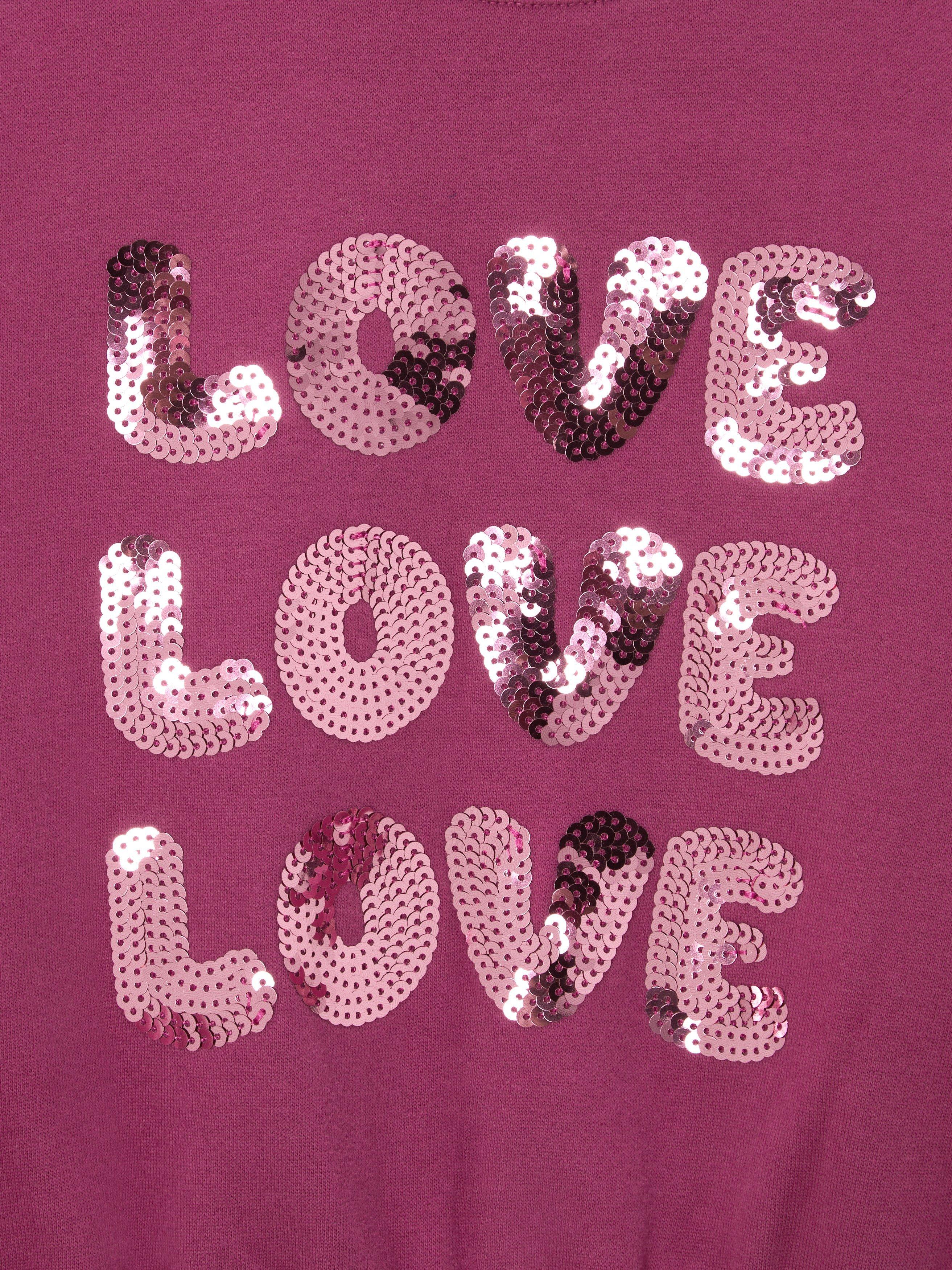 Product image 5 of 7, which shows John Lewis Kids' Sequin Love Sweatshirt, Red, 3 years