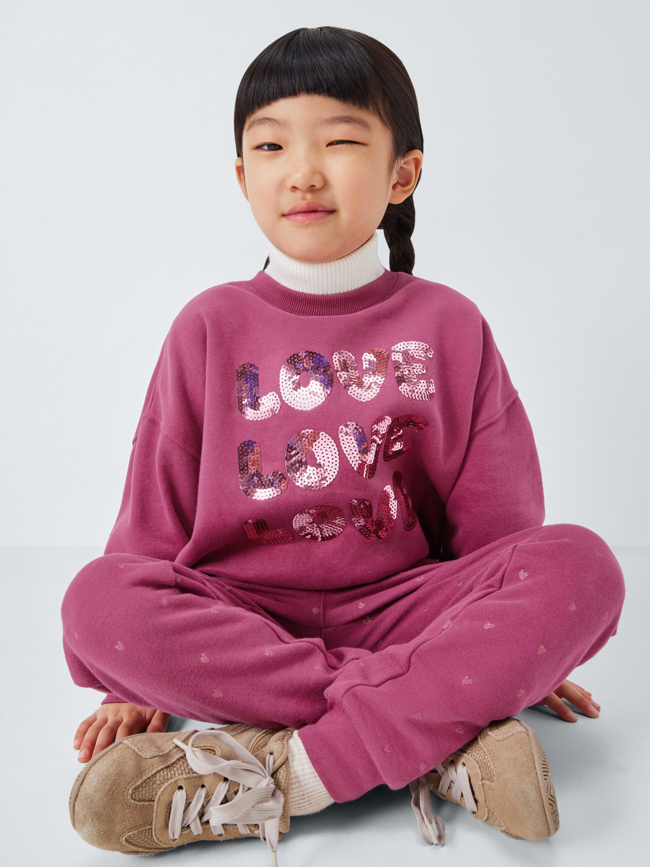 Product image 4 of 7, which shows John Lewis Kids' Sequin Love Sweatshirt, Red, 3 years
