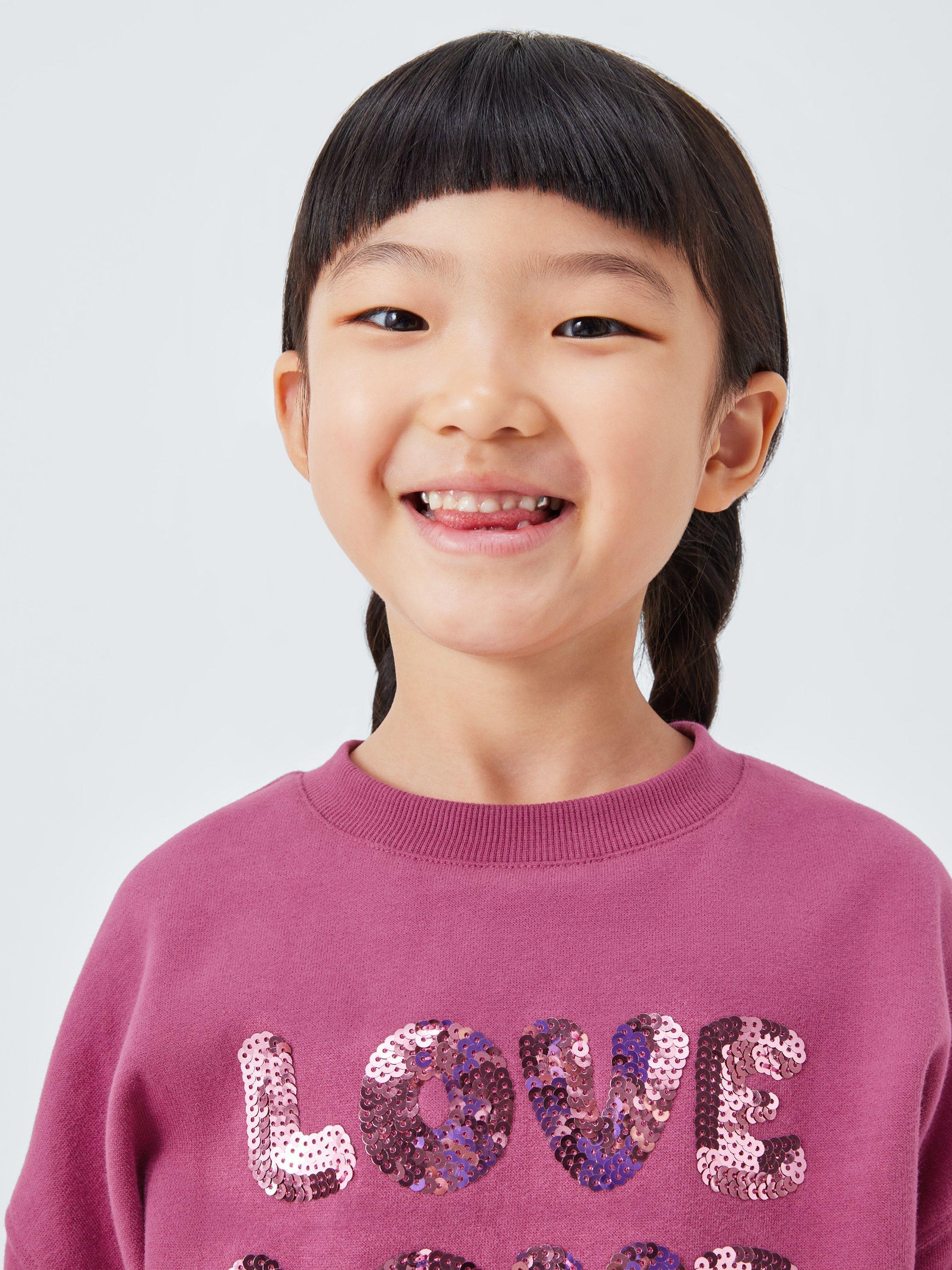 Product image 6 of 7, which shows John Lewis Kids' Sequin Love Sweatshirt, Red, 3 years