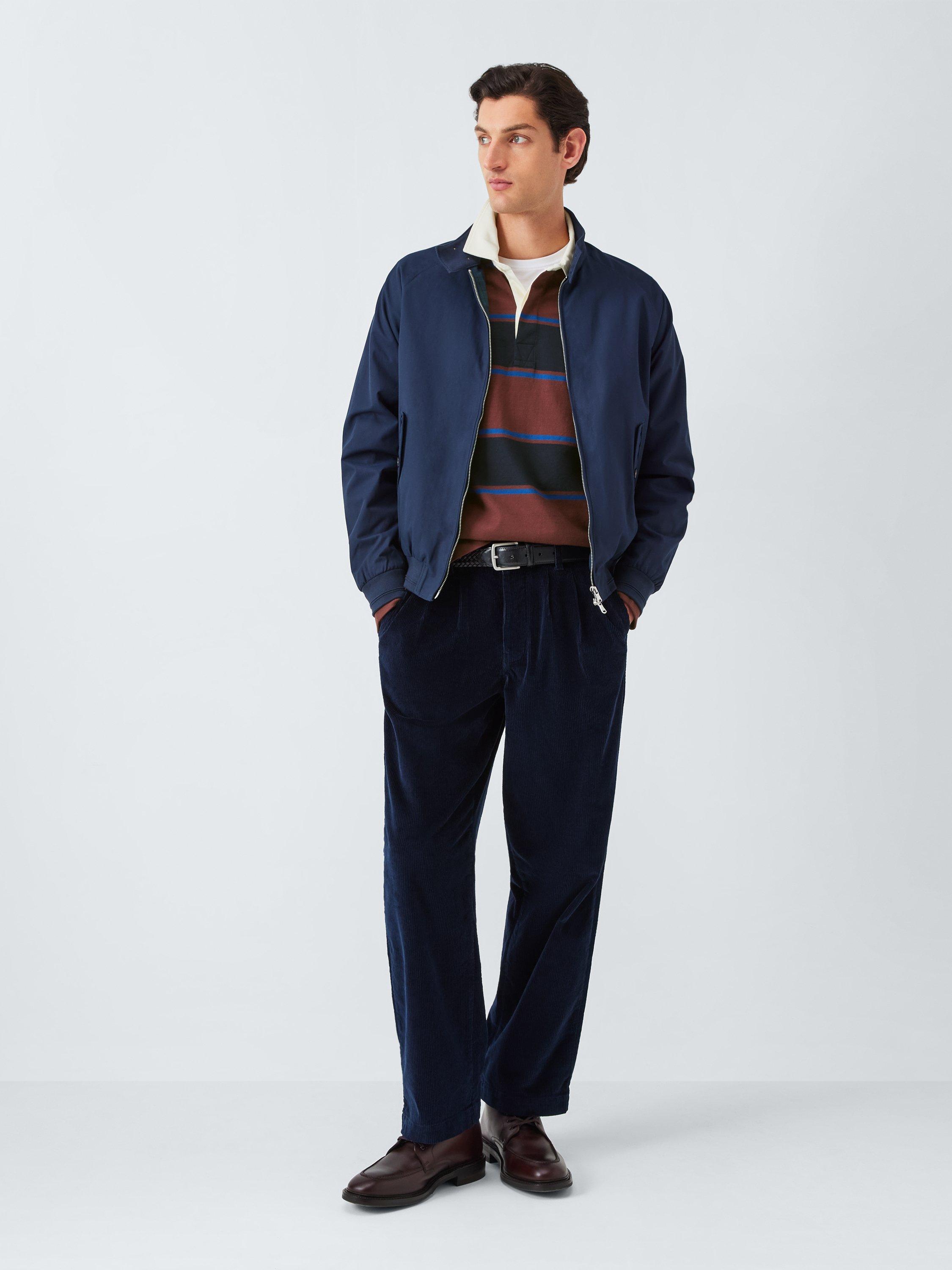 Product image 3 of 5, which shows John Lewis Stripe Cotton Rugby Shirt, Navy/Brown/Blue, M